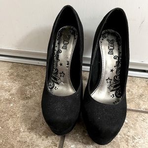 All black suede stilettos